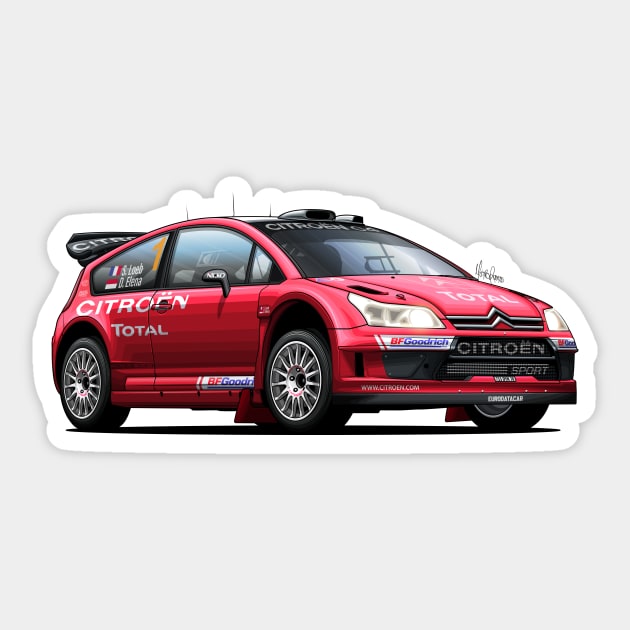 Citroen C4 WRC - Sebastien Loeb Sticker by Mario Ramos Rally Art